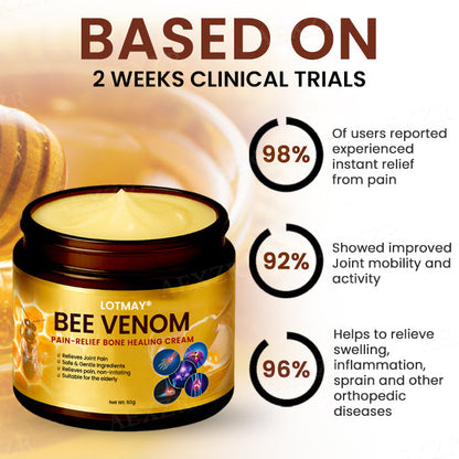 Limited Time Discount⏳LOTMAY® Bee Venom Pain-Relief Bone Healing Cream ✨𝗙𝗮𝘀𝘁 𝗥𝗲𝗹𝗶𝗲𝗳 𝗶𝗻 𝟳𝟮 𝗛𝗼𝘂𝗿𝘀✨